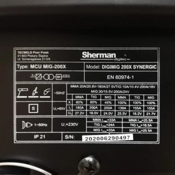 SHERMAN DIGIMIG 200X Synergic